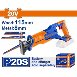 SIERRA SABLE A BATERIA 20V METAL 8MM MADERA 115MM SIN BATERIA SIN CARGADOR WADFOW WLR15115