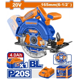 SIERRA CIRCULAR BATERIA 20V 165MM + BATERIA 4.0AH + CARGADOR + ACCESORIOS WADFOW WLWP5523