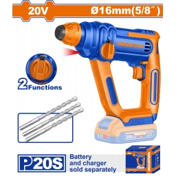 ROTOMARTILLO A BATERIA 20V 16MM SDS PLUS 1.5J + 3 MECHAS SIN BATERIA SIN CARGADOR WADFOW WLM1516