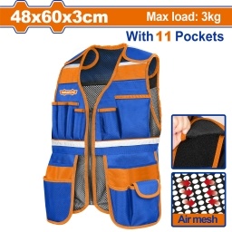 CHALECO PORTAHERRAMIENTAS AJUSTABLE CON 11 BOLSILLOS WADFOW WTG6105