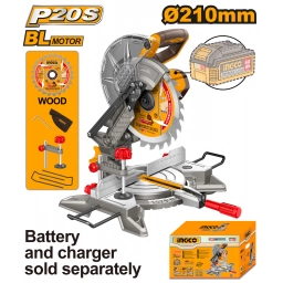 SIERRA INGLETADORA A BATERIA 20V 210MM + ACCESORIOS SIN BATERIA SIN CARGADOR INGCO CMSLI2021