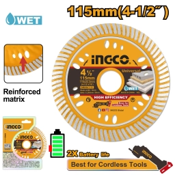 DISCO DIAMANTADO ULTRAFINO 4-1/2" PARA MARMOL Y HORMIGON INGCO DMD061151