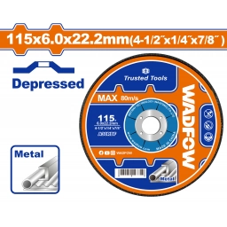 DISCO ABRASIVO DESBASTE METAL 4-1/2" CENTRO DEPRIMIDO WADFOW WAC1347