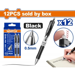SET X12 LAPICERAS DE GEL NEGRO PUNTA FINA 0.5MM WADFOW WAK2501