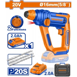 ROTOMARTILLO A BATERIA 20V 16MM SDS PLUS 1.5J + 3 MECHAS + BATERIA 2.0AH + CARGADOR + VALIJA WADFOW WLM1B162