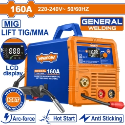 SOLDADORA INVERTER MAGMIGMMATIG 160A 220V PANTALLA LCD CON ACCESORIOS WADFOW WGTM1A16