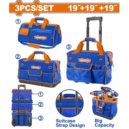 KIT COMBO 3 BOLSOS HERRAMIENTAS 19" WADFOW WTGR103