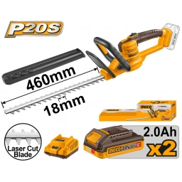 CORTA CERCO A BATERIA 20V CON 2 BATERIAS 2.0AH Y CARGADOR INGCO CHTLI20462