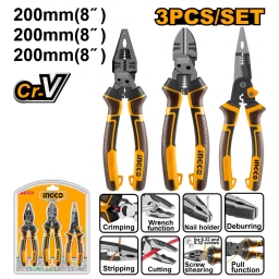 SET X3 PINZAS ALICATES 8" Cr-V INGCO HKMPS2831