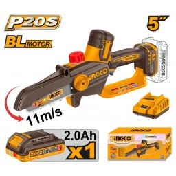 MINI MOTOSIERRA A BATERIA 5" P20S 20V +  BATERIA 2.0AH + CARGADOR INGCO CGSLI20561