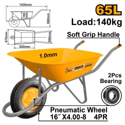 CARRETILLA 140KG 65L RUEDA NEUMATICA INGCO HHWB4010P