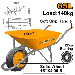 CARRETILLA 140KG 65L RUEDA SOLIDA INGCO HHWB4010D