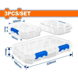 SET X3 ORGANIZADORES TRANSPARENTES PP 2 CHICOS + 1 GRANDE WADFOW WTB8343