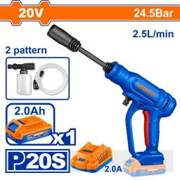 HIDROLAVADORA A BATERIA 20V 24.5BAR + BATERIA 2.0AH + CARGADOR + ACCESORIOS WADFOW WQX01203