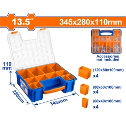 ORGANIZADOR PLASTICO CON COMPARTIMENTOS 345X280MM + 12 DADOS REMOVIBLES WADFOW WTB1322