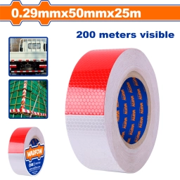 CINTA REFLECTIVA PET ROJA Y BLANCA 25M X 50MM WADFOW WPN5H50