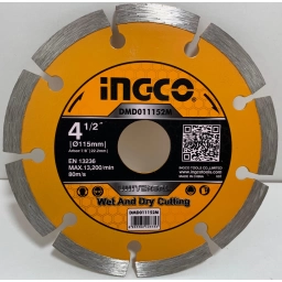 DISCO DIAMANTADO SEGMENTADO 4 1/2" INGCO DMD011152M X UNIDAD