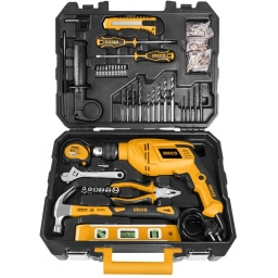 KIT 101 HERRAMIENTAS Y TALADRO 650W EN VALIJA PLASTICA INGCO HKTHP11021