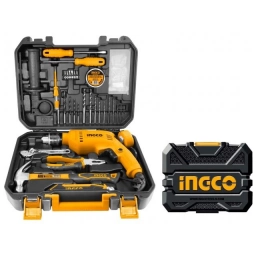 KIT TALADRO PERCUTOR 550W + 111 HERRAMIENTAS EN VALIJA PLASTICA INGCO HKTHP11111