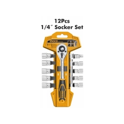 JUEGO 12 PZA 10 DADOS TUBO LLAVE CRIQUE 1/4" INGCO HKTS14122