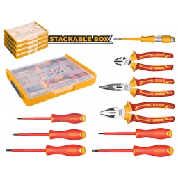 SET ORGANIZADOR + 9 HERRAMIENTAS AISLADAS P ELECTRICISTA INGCO HKTV01H091
