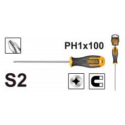 DESTORNILLADOR PHILLIPS PH1 INGCO HS68PH1100 Ø5MM LARGO 100MM