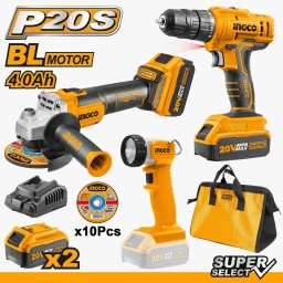 KIT AMOLADORA ATORNILLADOR Y LINTERNA + BOLSO 20V CKLI2048