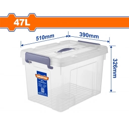 CONTENEDOR PLASTICO APILABLE TRANSPARENTE 47LT WADFOW WTB2350