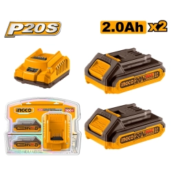 SET X2 BATERIA 20V 2AMP + 1 CARGADOR INGCO FBCPK1222