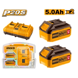 SET X 2 BATERIAS 20V 5AMP + 1 CARGADOR INGCO FBCPK2425