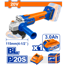 AMOLADORA A BATERIA 20V C BAT 3AMP Y CARGADOR WADFOW WLAPM21