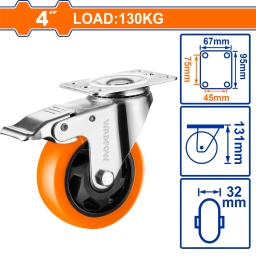 RUEDA GIRATORIA C FRENO 4" WADFOW WJL2343