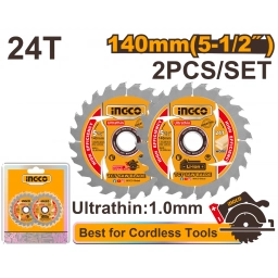 SET X 2 DISCOS 24D 140MM ULTRA FINO 1.0MM INGCO TSB1403