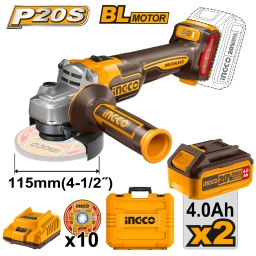 AMOLADORA A BATERA 20V BL + 2 BAT 4AH + VALIJA Y DISCOS CAGLI211542