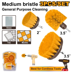 SET X 3 CEPILLOS LIMPIEZA 1/4 TALADRO INGCO WCBM0301