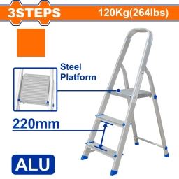 ESCALERA FAMILIAR ALUMINIO 3 ESCALONES 120KG WADFOW WLD3H03