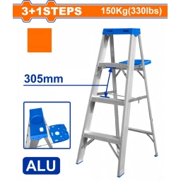 ESCALERA PINTOR 4 ESC 150KG CON BANDEJA HOJA SIMPLE ALUMINIO WADFOW WLD4H04