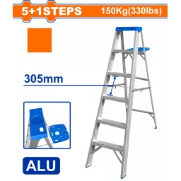 ESCALERA PINTOR 6 ESC 150KG CON BANDEJA HOJA SIMPLE ALUMINIO WADFOW WLD4H06
