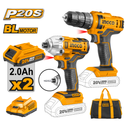 KIT ATORNILLADOR DE IMPACTO 20V + TALADRO ATORNILLADOR 20V INGCO A BATERIA P20S CKLI2016 