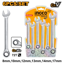 JUEGO DE 6 LLAVES COMBINADAS CON CRIQUET INGCO HKSPAR1062