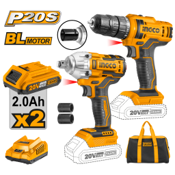 KIT LLAVE IMPACTO A BATERIA 20V Y  ATORNILLADOR 20 V P20S CKLI2017 INGCO 