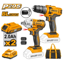 KIT LLAVE IMPACTO A BATERIA 20V Y  ATORNILLADOR 20 V P20S CKLI2017 INGCO 