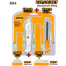 SET X 22 PCS 2 TRINCHETAS ALUMINIO Y HOJAS  HUK180225 INGCO