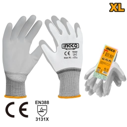 GUANTES PU POLIESTER TALLE XL INGCO HGPUG01