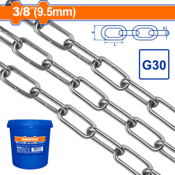 CADENA PATENTE G30 ESLABON SOLDADO 9.5MM 38 X 13MT WADFOW WTLT1B09