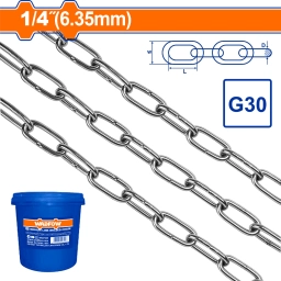 CADENA PATENTE G30 ESLABON SOLDADO 6.35MM 14 X 37MT WADFOW WTLT1B06