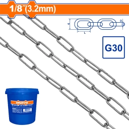 CADENA PATENTE G30 ESLABON SOLDADO 3.2MM 1/8" X 125MT WADFOW WTLT1B03