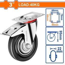 RUEDA METAL/GOMA GIRATORIA CON FRENO 3" WADFOW WJL3333