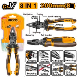 PINZA UNIVERSAL 8" 200MM CR-V MULTIFUNCION 8 EN 1 INGCO HMFCP28200
