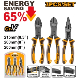 SET X 3 PINZAS CR-V MULTIUSO CORTA FACIL INGCO HKCPS5831